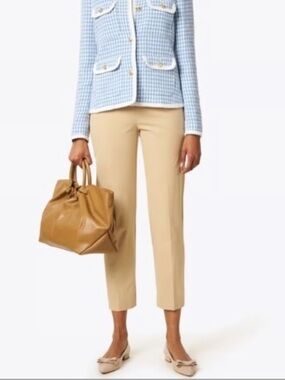 Piazza Sempione Audrey Straight leg Cropped Beige Dress Pants